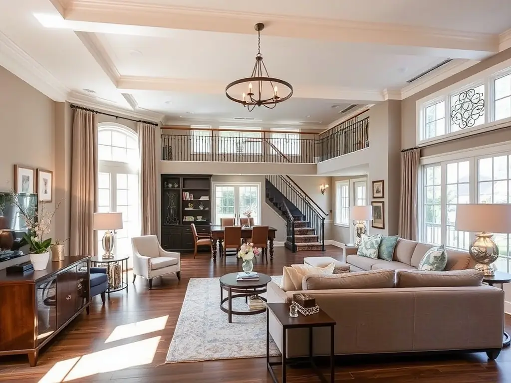 A fully renovated home interior blending modern and classic design.